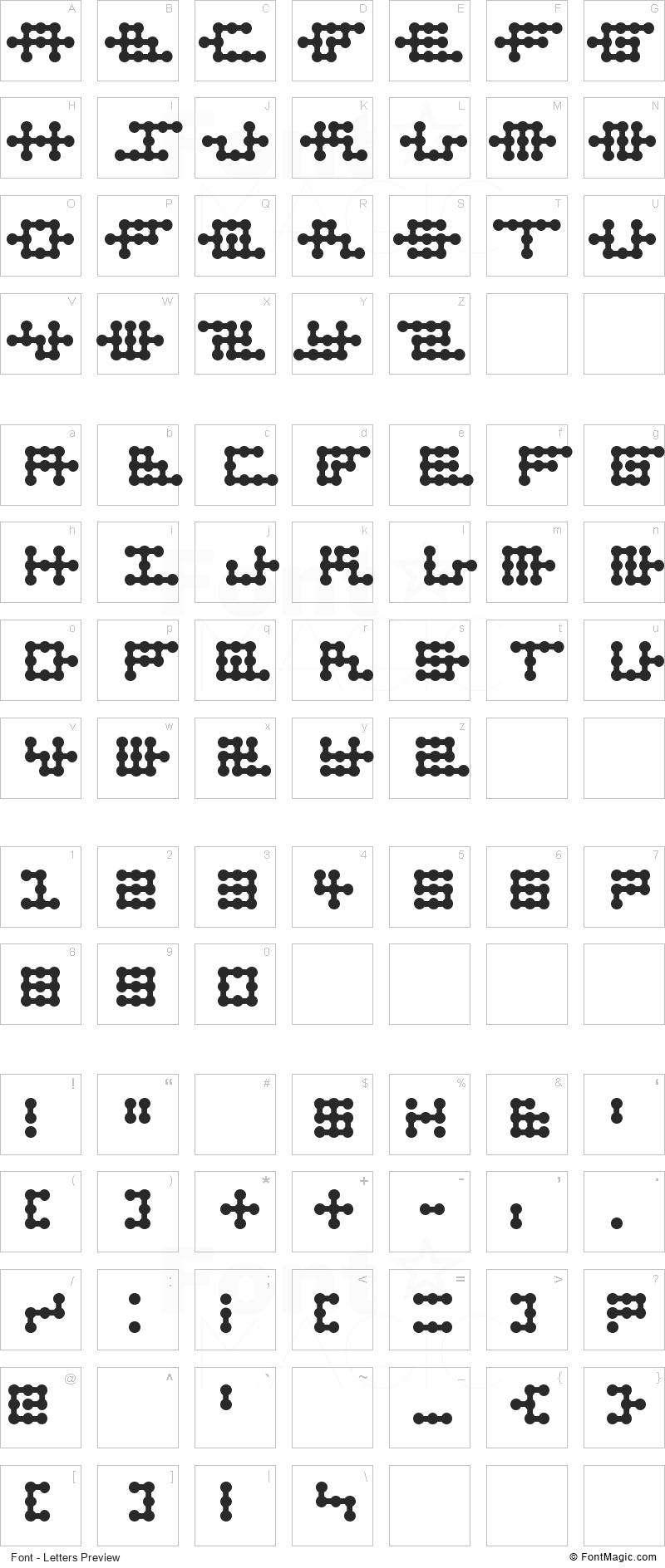 Node To Nowhere Font - All Latters Preview Chart